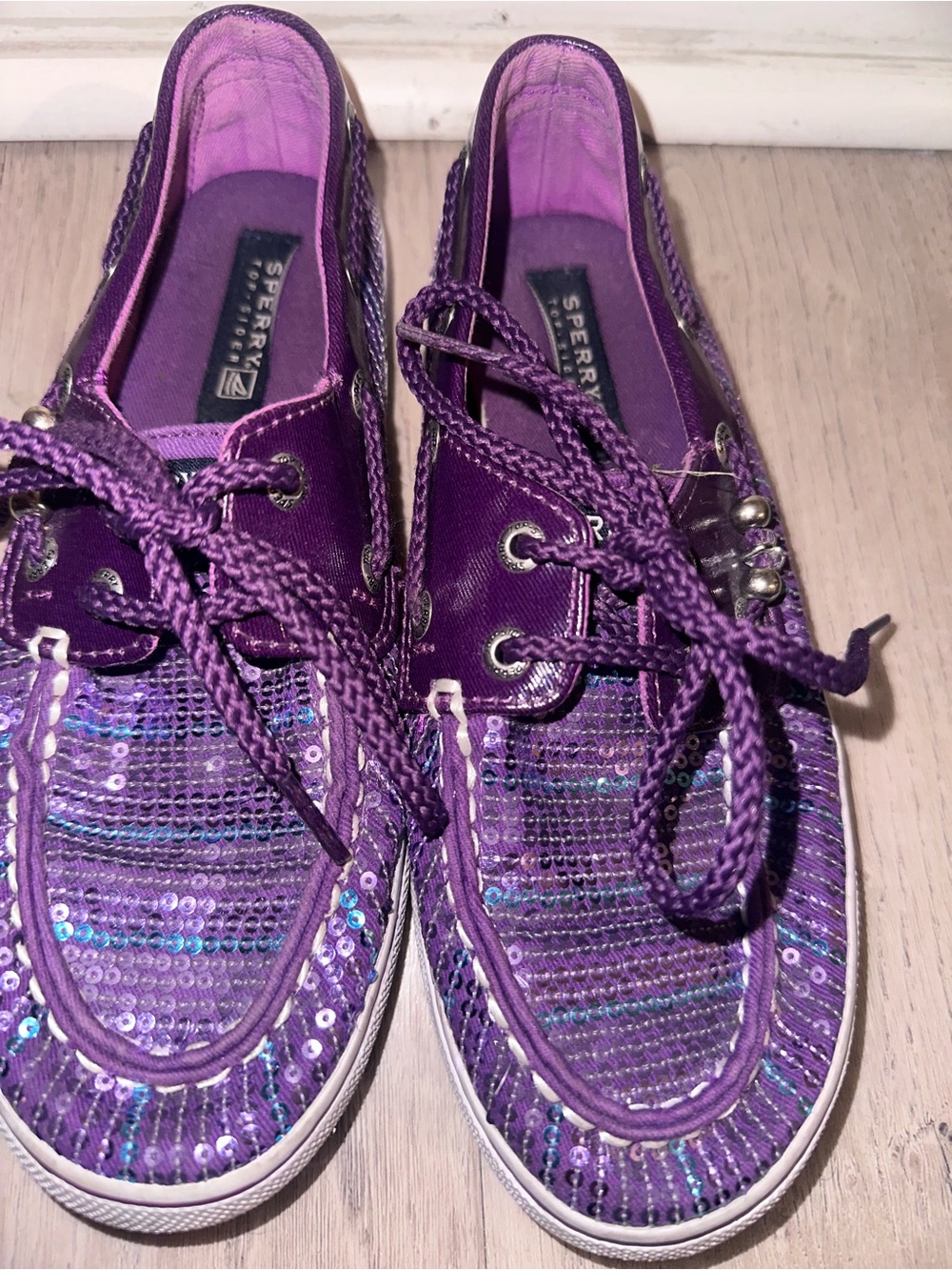 Sperry Kids Purple Sequin Moccasins